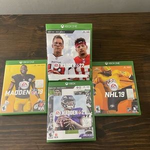 Lot ! (4) XBOX Sports Games Madden Football 19-21-22 NHL 19